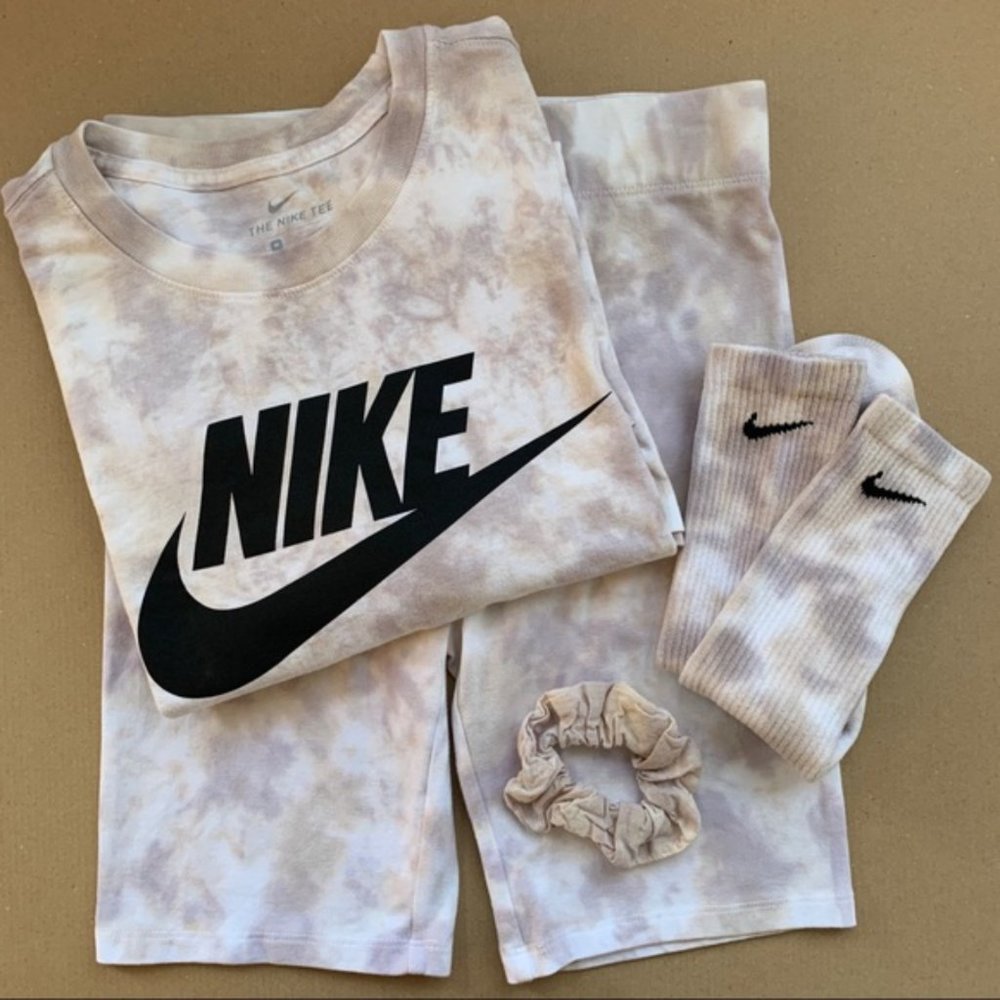 SALE - Custom Nike Medium Shirt Shorts Socks Tan Tie Dye